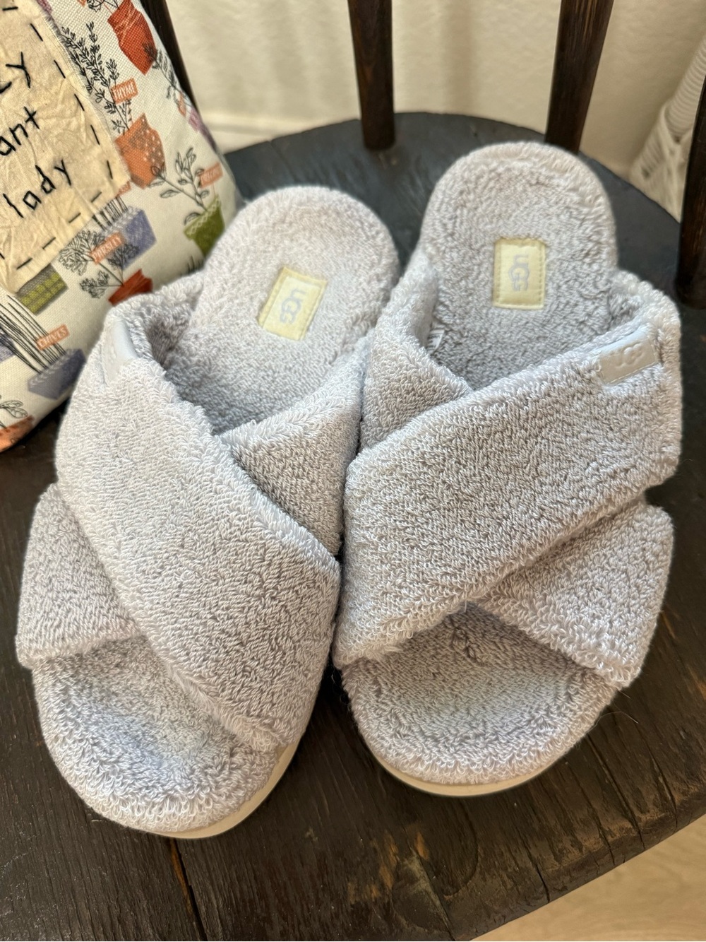 Fuzz Sugar Terry Cross Slide - Grey